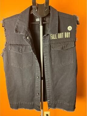 Vintage Manhead sz M medium mens Fall out Boy denim vest tiger biker punk